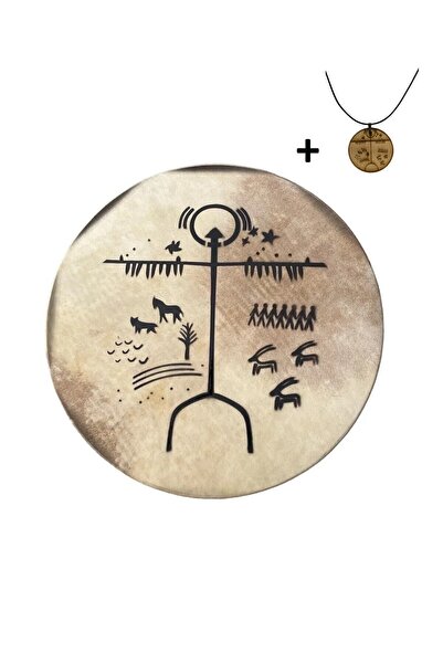 Donizetti Kam Şaman Davulu Motifli Shamak Nağarası Çap 45cm - Tokmak - Kolye Ve Kılıf Hediye