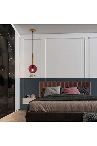 Ucandle Single pendant chandelier with clear red glass