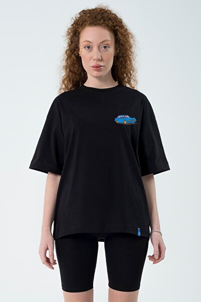 Eazy Co Living With Class Μαύρο Unisex Extra Oversize κοντομάνικο μπλουζάκι