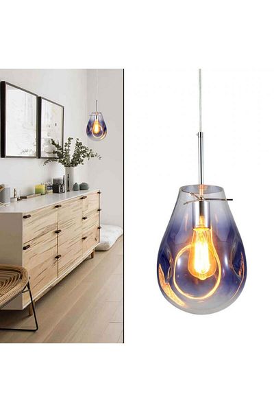 Ucandle Blue pressed glass pendant chandelier