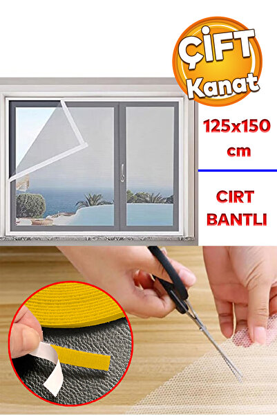 Badem10 Beyaz Hazır Sineklik Tülü (150X125 CM) Çift Kat Sök Tak Pratik Yıkana...