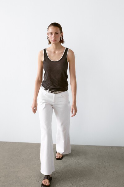 Massimo Dutti %100 pamuklu çift askılı top