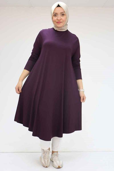 Eslina 28016 Tunica Mevlana din bumbac pieptănat mărime mare - violet
