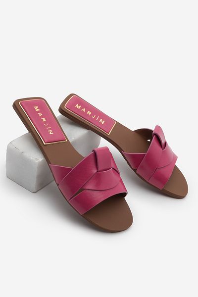 Marjin Women's Banded Daily Slippers Siyso Fuchsia