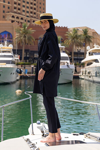 Minel Kadın Siyah Tam Kapalı Tesettür Mayo Kısa 2’li Set K-057