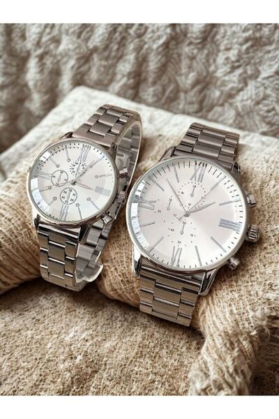 Leerybee Özel Kutulu Kadın Erkek Çift Kol Saati Metal Kordonlu Yılbaşı Doğum ...