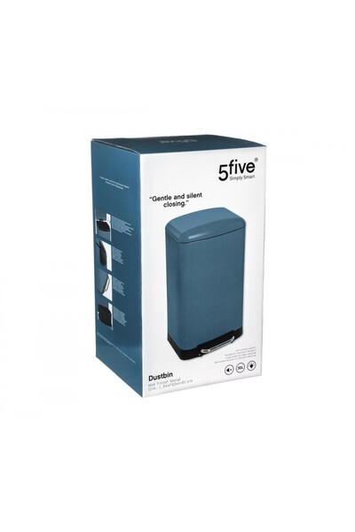 5FIVE Retro Blue trash can, 30 liters, steel, with pedal, 34 x 32 x 61 cm, weight 4 KG