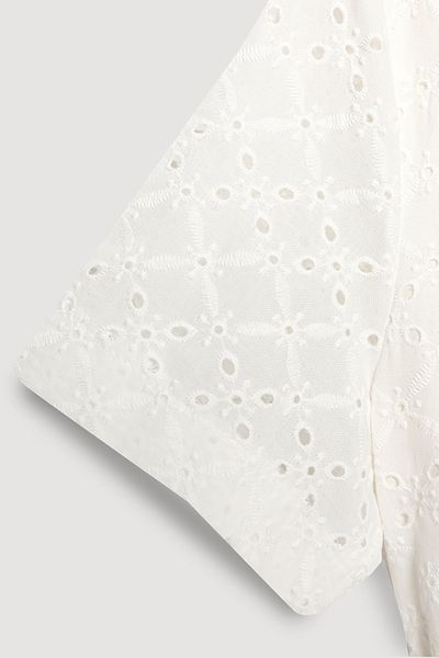 Quzu Rochie mini cu dantelă cu detaliu festonat Ecru