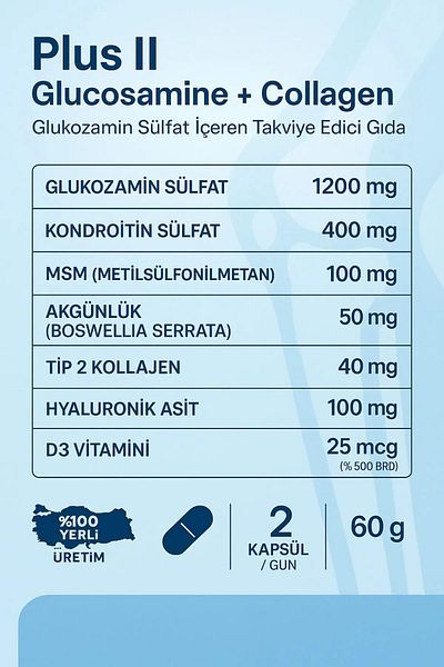 Biowell Plus II Glucosamine Collagen Type - Pack of 2 60 Capsules