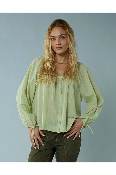 AMERICAN EAGLE AE Tie Sleeve Button-Up Top
