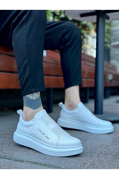 Lavish Gold BA0307 BOA Thick High Sole Double Tape White Men's Shoes