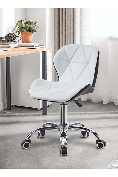 Taimi Ergonomic Desk Chair with Adjustable Height, Study Chair, Stylish Design Padded Cushion White/Black