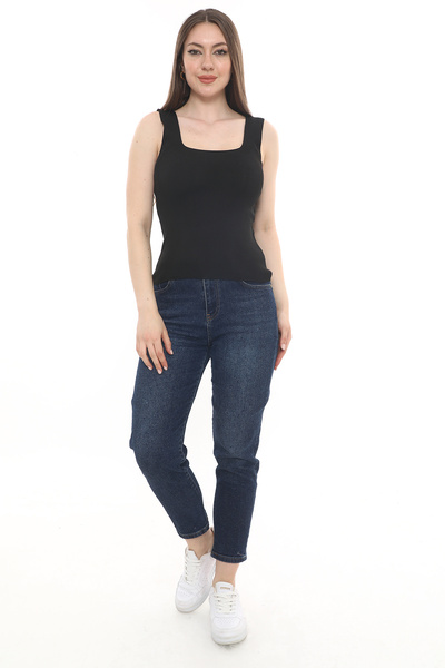 monox Γυναικεία Μπλούζα Τετράγωνος Γιακάς Απλό Καλοκαιρινό Πλεκτό Μονό