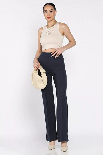 GÜLSELİ Smoked Grass Women's Wide Leg Trousers
