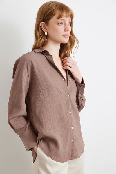 Never more Parallel Striped Shirt Brown