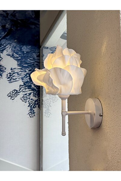 Maison Avf Beyaz Eva Anemon Tasarım Kablosuz Pilli Aplik - Alt Beyaz (Tüm Boy 35 cm)