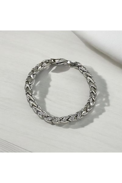 Lunays Xoping Zircon Stone Braided Model Women's Bracelet Color Silver