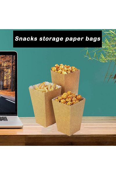 Einesin Set of 30 Einesin popcorn bags, paper, brown/white, 9 x 9 x 13.6 cm