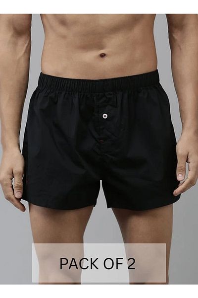 The Bear House Men's Cotton Boxers Pack of 2 Soft, Breathable & Comfortable Fit for Daily Wear