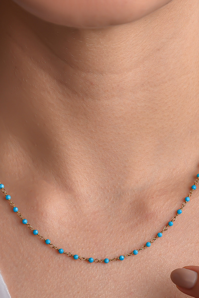 Nox Jewelry 14 Ayar Altın Kaplama Turkuaz Renkli Doğal Taş El Yapımı Gümüş Ko...