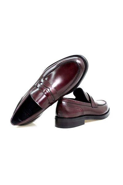 Butik Bordo Color Laceless Genuine Leather Men's Shoes