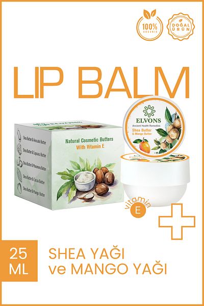 Elvons Lip Balm - Lip Cream - Vaseline, Mango & Shea Butter - Repairing & Moisturizing Cream 25ml