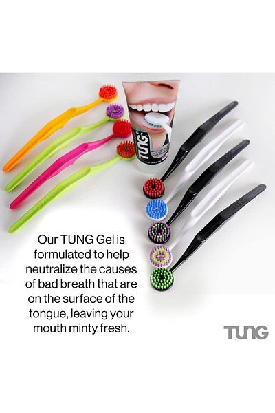 Tung Tong Tongue Cleaner Paste with Zinc and Refreshing Mint 85g + Tong Tongue Cleaner Brush Random Color