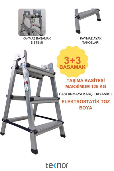 Genel Markalar Kutlu Çift Taraflı 3+3 Metal Merdiven