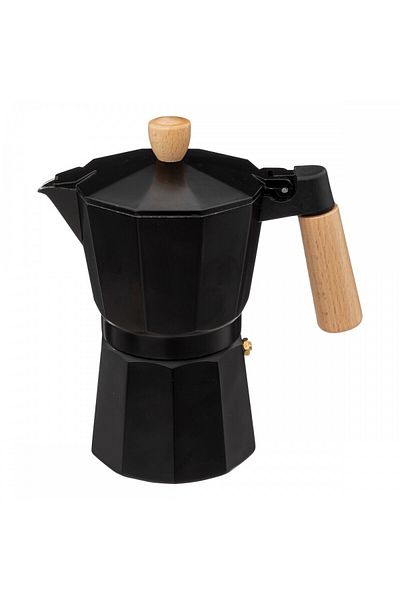 Secret de Gourmet Espressor Pissa cu aragaz, aluminiu, negru, 6 porții, 375 ml