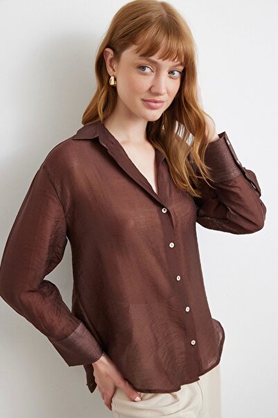 Never more Thin modal shirt coffee