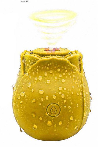 WildFashion Vibrator cu suctiune/aspiratie pentru stimularea clitorisului, forma de trandafir, Galben TOY331-9