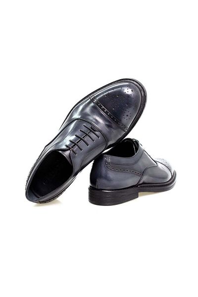 Butik Gray Color Lace up Khaki Leather Men's Shoes