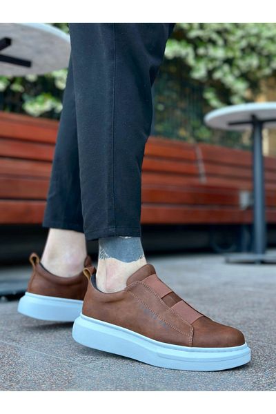 BOA BA0307 BOA Thick High Sole Double Tape Tan White Men's Shoes