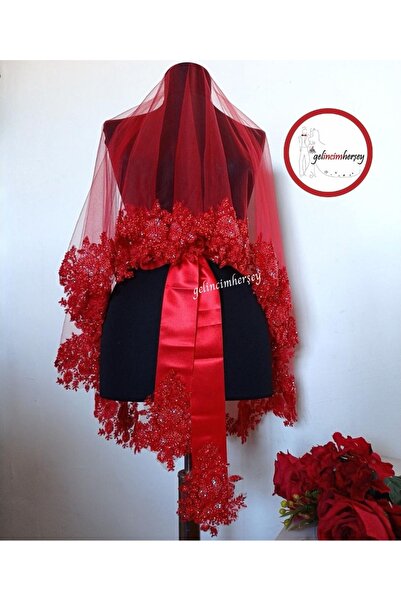 Gelincimherşey Hürrem VIP 1 Boncuklu Dantelli Gelin Duvak Seti