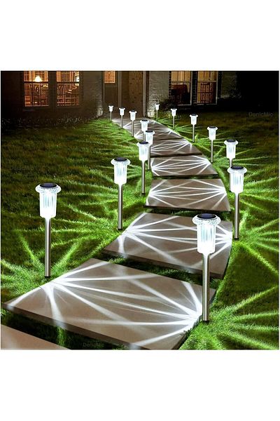 fulina 12PCS Solar Pathway Lights, Outdoor,Waterproof ,LED Stainless ,for Yard Path Driveway Garden Decor