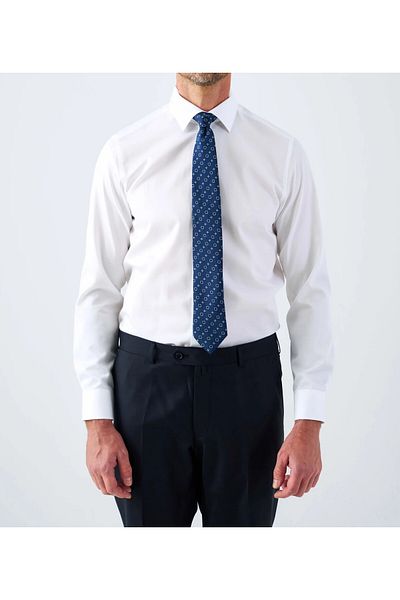 Daniel Bessi Long Sleeve Slim Fit Basic Cotton White Men's Shirt