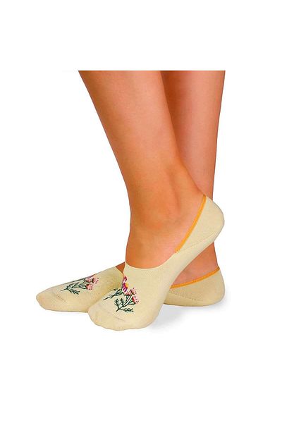 Pirin Hill Cotton sock socks, floral pattern, Yellow