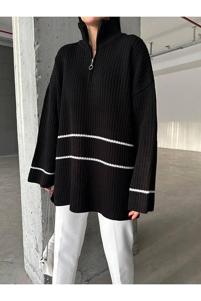 NZL TEKSTİL Dgn's Striped & Slitted Women's T-Shirt Sweatshirt
