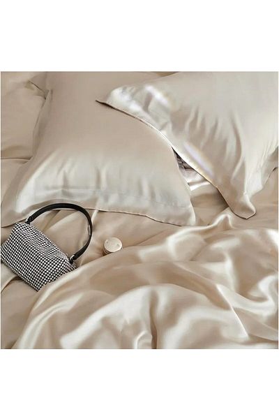 Kotonia Home Set of 2 Kotonia Home Damask Satin DeLux pillowcases, 100% cotton, vanilla, 50×70 cm