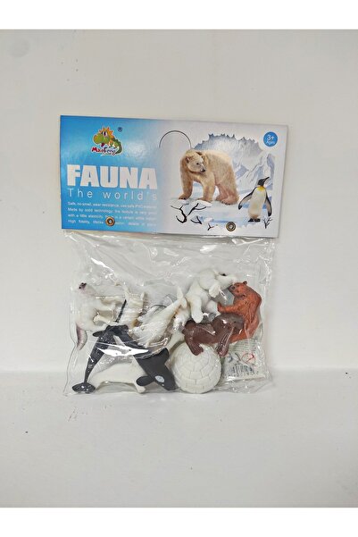 tmtoysandmore Oyuncak Kutup Hayvanları 12 Adet Kutup Ayısı Iglo Fok Balina Kurt Geyik Kılıç Balığı