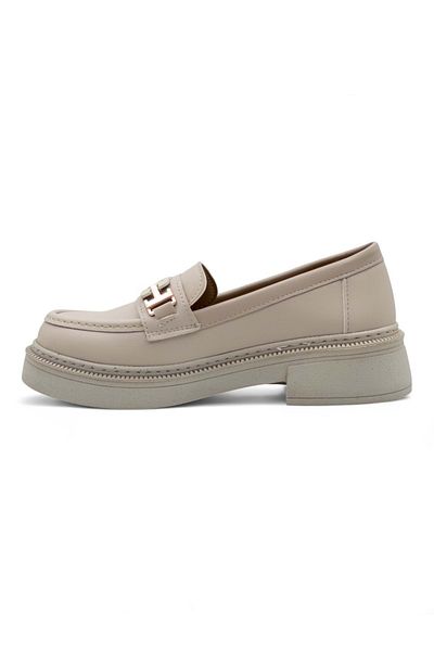 WHİTE ANGEL White Angel Buckle Detailed Women's Loafer Shoes Cream