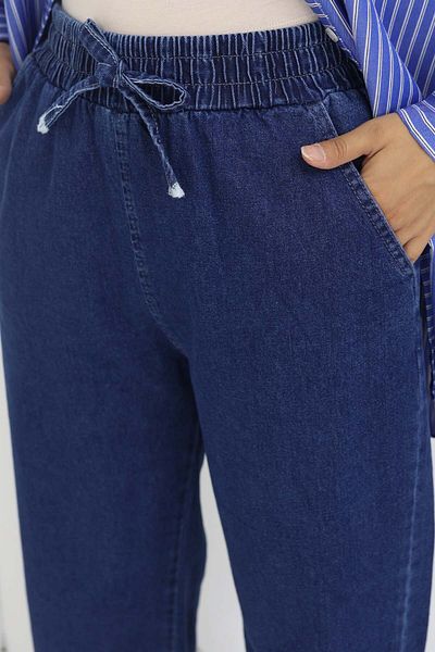 benguen Τζιν παντελόνι με ελαστική μέση Navy Blue 4083