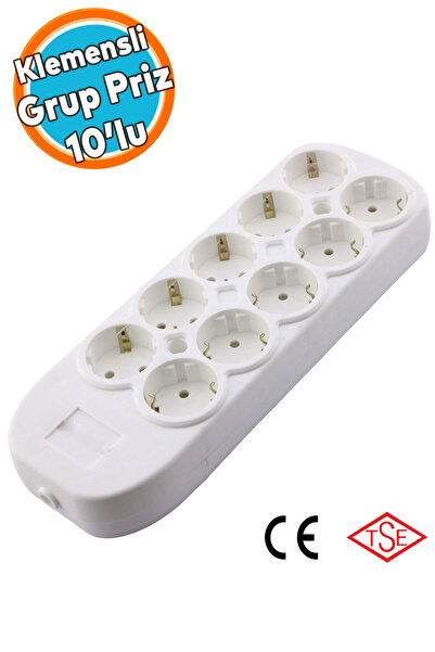 NZB Grup Priz 10'lu Klemensli Fiş Priz Topraklı Çoklu Grup Priz Çoğaltıcı Onl...