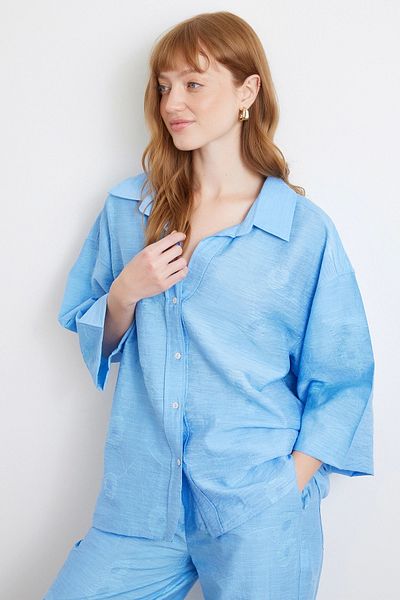 Never more Fakir Sleeve Oversize Shirt Blue