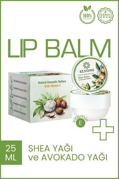 Elvons Lip Balm - Lip Cream - Vaseline Avocado & Shea Butter - Repairing & Moisturizing Cream 25ml