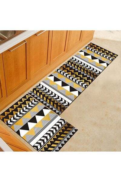 HALAMODO Triangle Pattern Patchwork Kitchen Floor Mat Multicolour 50X160centimeter