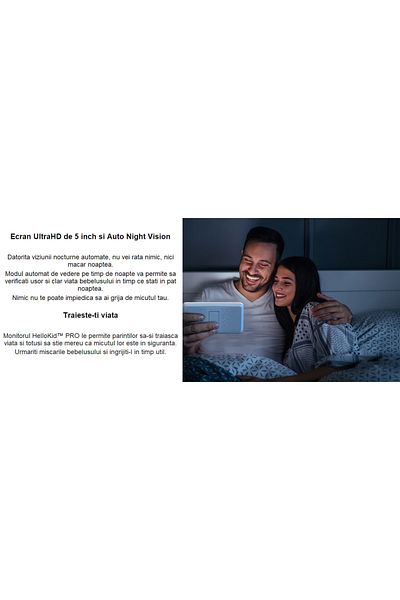 Smart Vibe Baby Monitor Wifi Hellokid™ Pro 5” Hd Auto Night Vision, Rotire 360°, Zoom, Audio Bidirectional