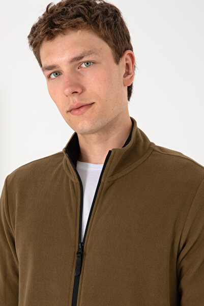 U.S. Polo Assn. Men's Khaki Basic Fleece Cardigan 50298066-Vr027