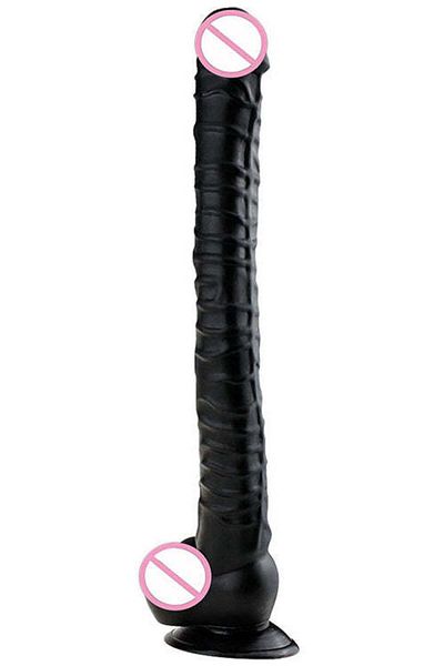 WildFashion Dildo gigantic, realistic cu striatii si ventuza din silicon, negru TOY343-1