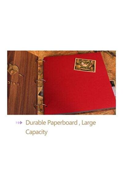 HALAMODO ألبوم صور بغلاف خشبي بني 26×26 سم